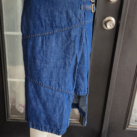 Holding Horses Anthropologie Blue Denim Asymmetric Layered Pencil - Picture 5 of 5